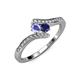 4 - Eleni Tanzanite and Blue Sapphire with Side Diamonds Bypass Ring 