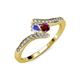4 - Eleni Tanzanite and Ruby with Side Diamonds Bypass Ring 