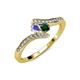 4 - Eleni Tanzanite and Emerald with Side Diamonds Bypass Ring 