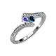 4 - Eleni Tanzanite and Blue Diamond with Side Diamonds Bypass Ring 