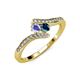 4 - Eleni Tanzanite and Blue Diamond with Side Diamonds Bypass Ring 