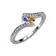 4 - Eleni Tanzanite and Citrine with Side Diamonds Bypass Ring 