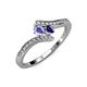 4 - Eleni Tanzanite and Iolite with Side Diamonds Bypass Ring 