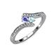4 - Eleni Tanzanite and Aquamarine with Side Diamonds Bypass Ring 
