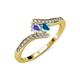 4 - Eleni Tanzanite and London Blue Topaz with Side Diamonds Bypass Ring 