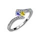 4 - Eleni Tanzanite and Yellow Sapphire with Side Diamonds Bypass Ring 