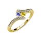 4 - Eleni Tanzanite and Yellow Sapphire with Side Diamonds Bypass Ring 