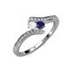 4 - Eleni White and Blue Sapphire with Side Diamonds Bypass Ring 