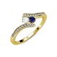 4 - Eleni White and Blue Sapphire with Side Diamonds Bypass Ring 