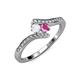 4 - Eleni White and Pink Sapphire with Side Diamonds Bypass Ring 
