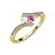 4 - Eleni White and Pink Sapphire with Side Diamonds Bypass Ring 