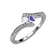 4 - Eleni White Sapphire and Tanzanite with Side Diamonds Bypass Ring 