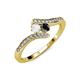 4 - Eleni White Sapphire and Black Diamond with Side Diamonds Bypass Ring 