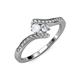 4 - Eleni White Sapphire and Diamond with Side Diamonds Bypass Ring 