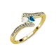 4 - Eleni White Sapphire and London Blue Topaz with Side Diamonds Bypass Ring 