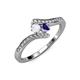 4 - Eleni White Sapphire and Iolite with Side Diamonds Bypass Ring 