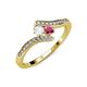 4 - Eleni White Sapphire and Rhodolite Garnet with Side Diamonds Bypass Ring 
