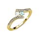 4 - Eleni White Sapphire and Aquamarine with Side Diamonds Bypass Ring 