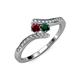4 - Eleni Ruby and Emerald with Side Diamonds Bypass Ring 
