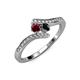 4 - Eleni Ruby and Black Diamond with Side Diamonds Bypass Ring 