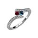 4 - Eleni Ruby and Blue Diamond with Side Diamonds Bypass Ring 