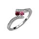 4 - Eleni Ruby and Rhodolite Garnet with Side Diamonds Bypass Ring 