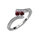 4 - Eleni Ruby and Red Garnet with Side Diamonds Bypass Ring 