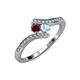 4 - Eleni Ruby and Aquamarine with Side Diamonds Bypass Ring 