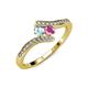 4 - Eleni Aquamarine and Pink Sapphire with Side Diamonds Bypass Ring 