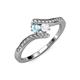 4 - Eleni Aquamarine and White Sapphire with Side Diamonds Bypass Ring 