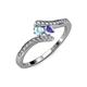 4 - Eleni Aquamarine and Tanzanite with Side Diamonds Bypass Ring 
