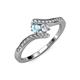 4 - Eleni Aquamarine and Diamond with Side Diamonds Bypass Ring 
