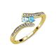 4 - Eleni Aquamarine and Blue Topaz with Side Diamonds Bypass Ring 