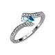 4 - Eleni Aquamarine and London Blue Topaz with Side Diamonds Bypass Ring 