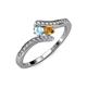 4 - Eleni Aquamarine and Citrine with Side Diamonds Bypass Ring 