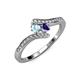 4 - Eleni Aquamarine and Iolite with Side Diamonds Bypass Ring 