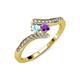 4 - Eleni Aquamarine and Amethyst with Side Diamonds Bypass Ring 