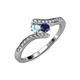 4 - Eleni Aquamarine and Blue Sapphire with Side Diamonds Bypass Ring 