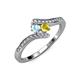 4 - Eleni Aquamarine and Yellow Sapphire with Side Diamonds Bypass Ring 