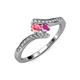 4 - Eleni Pink Tourmaline and Pink Sapphire with Side Diamonds Bypass Ring 