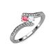 4 - Eleni Pink Tourmaline and White Sapphire with Side Diamonds Bypass Ring 