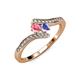 4 - Eleni Pink Tourmaline and Tanzanite with Side Diamonds Bypass Ring 