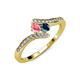 4 - Eleni Pink Tourmaline and Blue Diamond with Side Diamonds Bypass Ring 