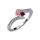 4 - Eleni Pink Tourmaline and Ruby with Side Diamonds Bypass Ring 