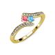 4 - Eleni Pink Tourmaline and Blue Topaz with Side Diamonds Bypass Ring 