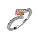 4 - Eleni Pink Tourmaline and Citrine with Side Diamonds Bypass Ring 