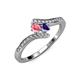 4 - Eleni Pink Tourmaline and Iolite with Side Diamonds Bypass Ring 