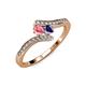 4 - Eleni Pink Tourmaline and Iolite with Side Diamonds Bypass Ring 
