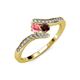 4 - Eleni Pink Tourmaline and Red Garnet with Side Diamonds Bypass Ring 
