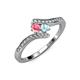 4 - Eleni Pink Tourmaline and Aquamarine with Side Diamonds Bypass Ring 